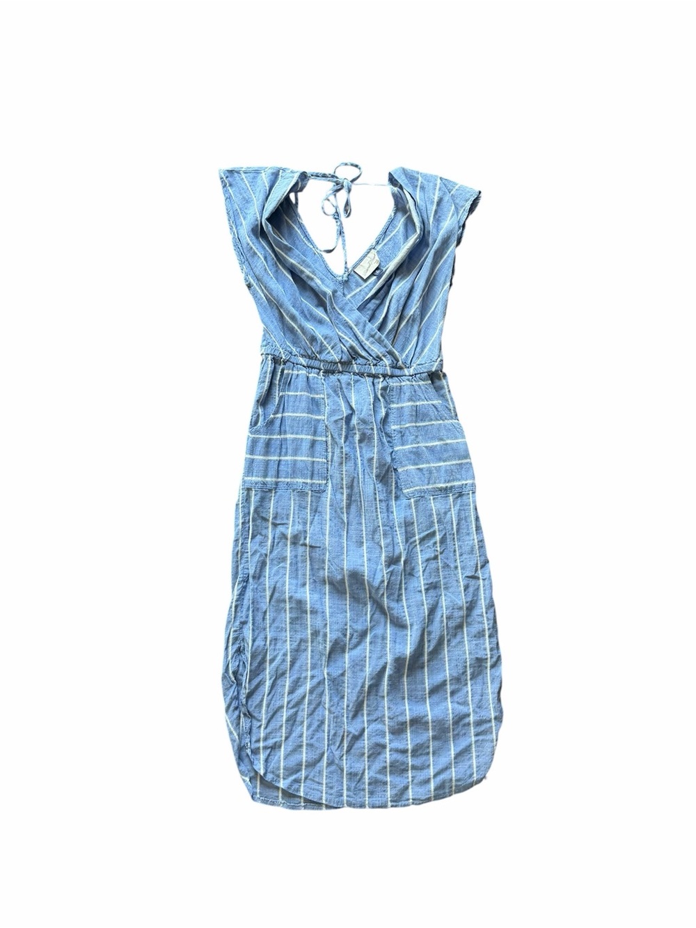 Universal Thread Blue and White Striped Wrap Midi Dress